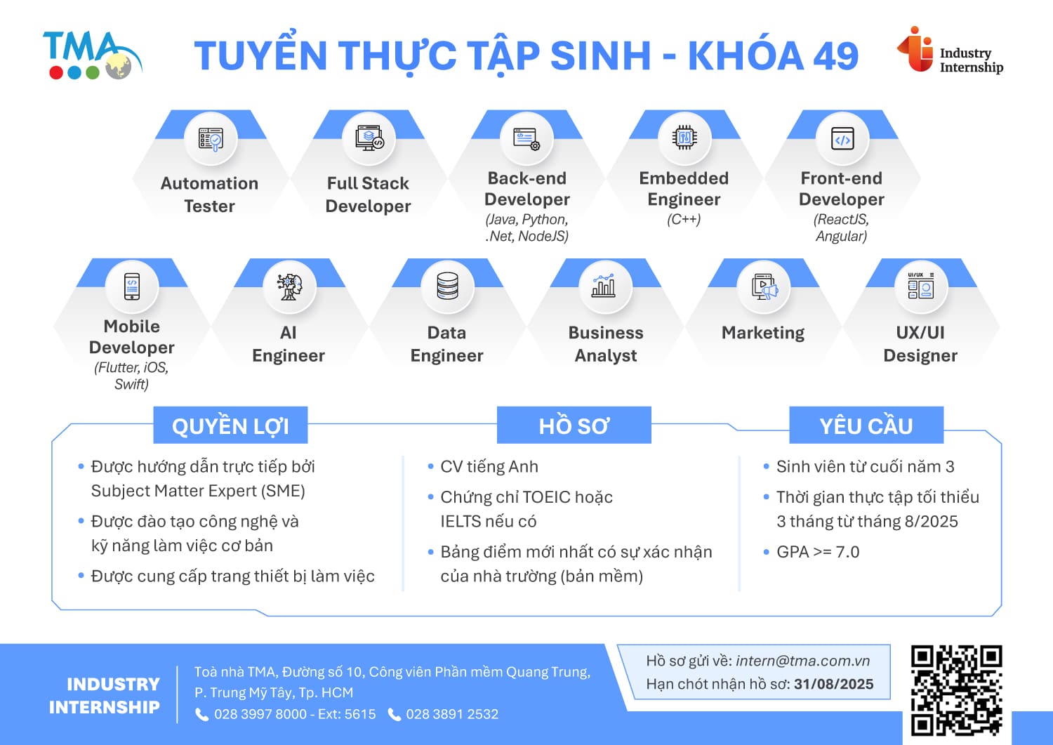 TMA Industry Internship - Tuyển thực tập sinh tháng 08/2025