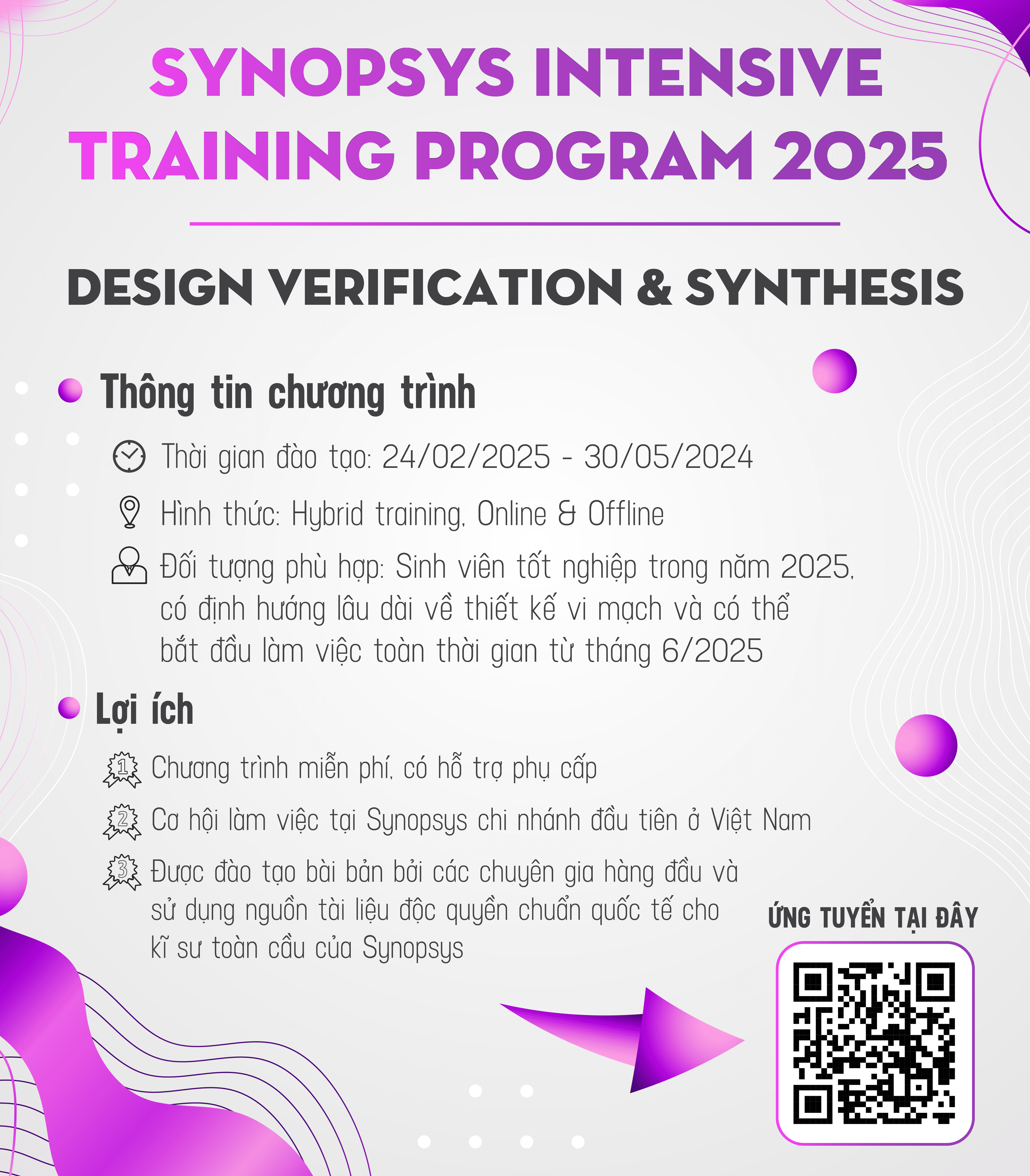 Chương trình Đào tạo và Tuyển dụng Synopsys Intensive Training Program 2025