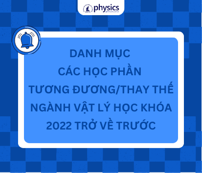 Danh mục các học phần tương đương/thay thế ngành Vật lý học khóa tuyển 2022 trở về trước