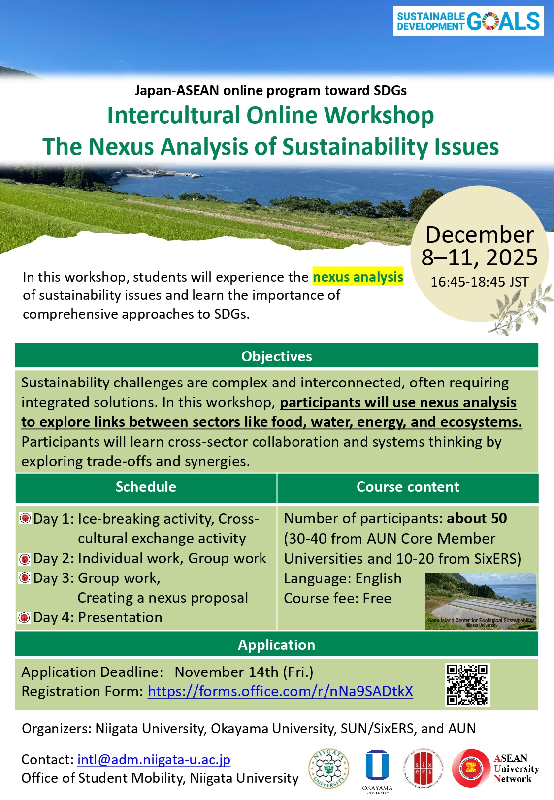 [HTTT] Call for Student Participation – Japan-ASEAN Online Program Towards SDGs 2025