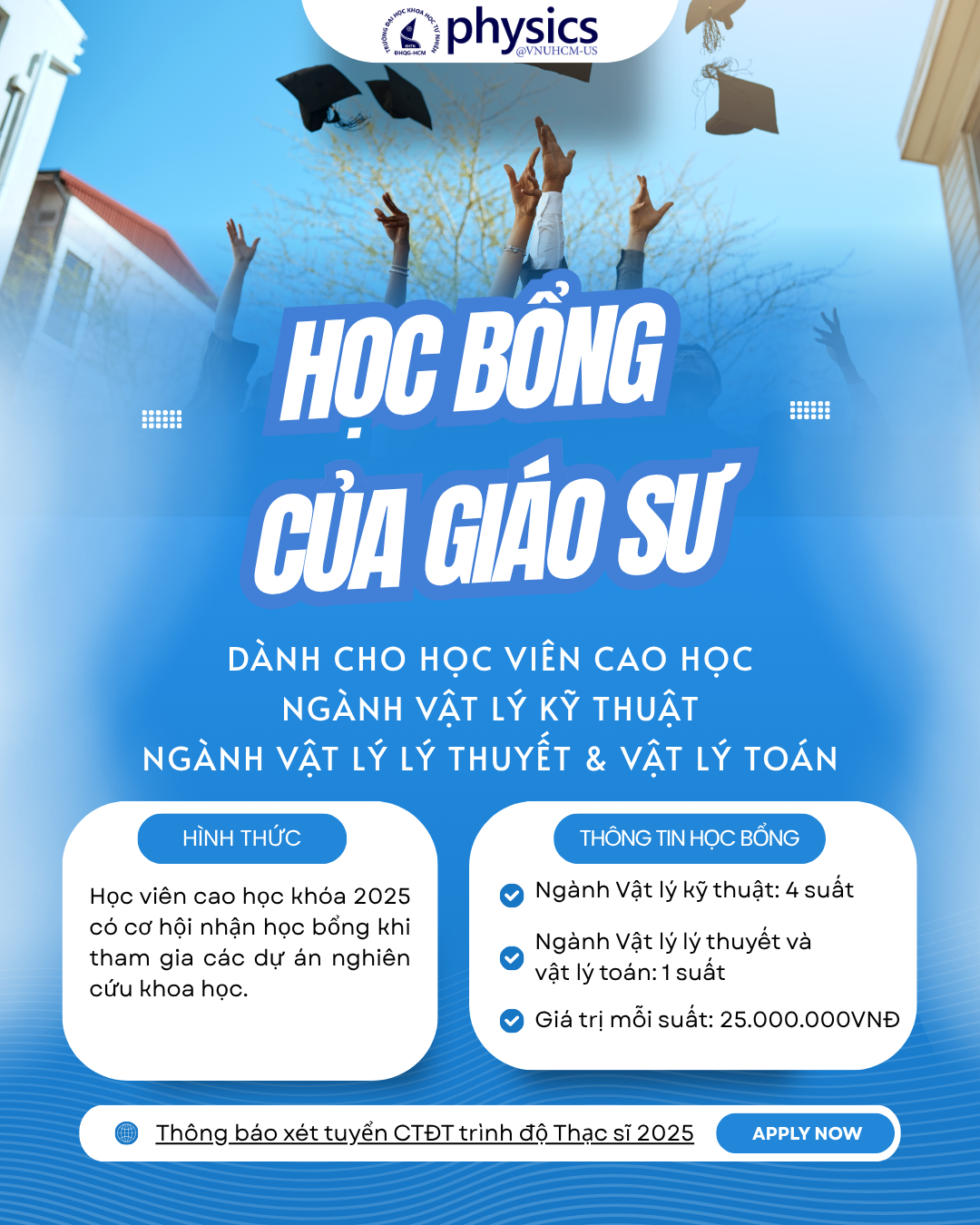 Cơ hội học bổng dành cho học viên cao học năm học 2025
