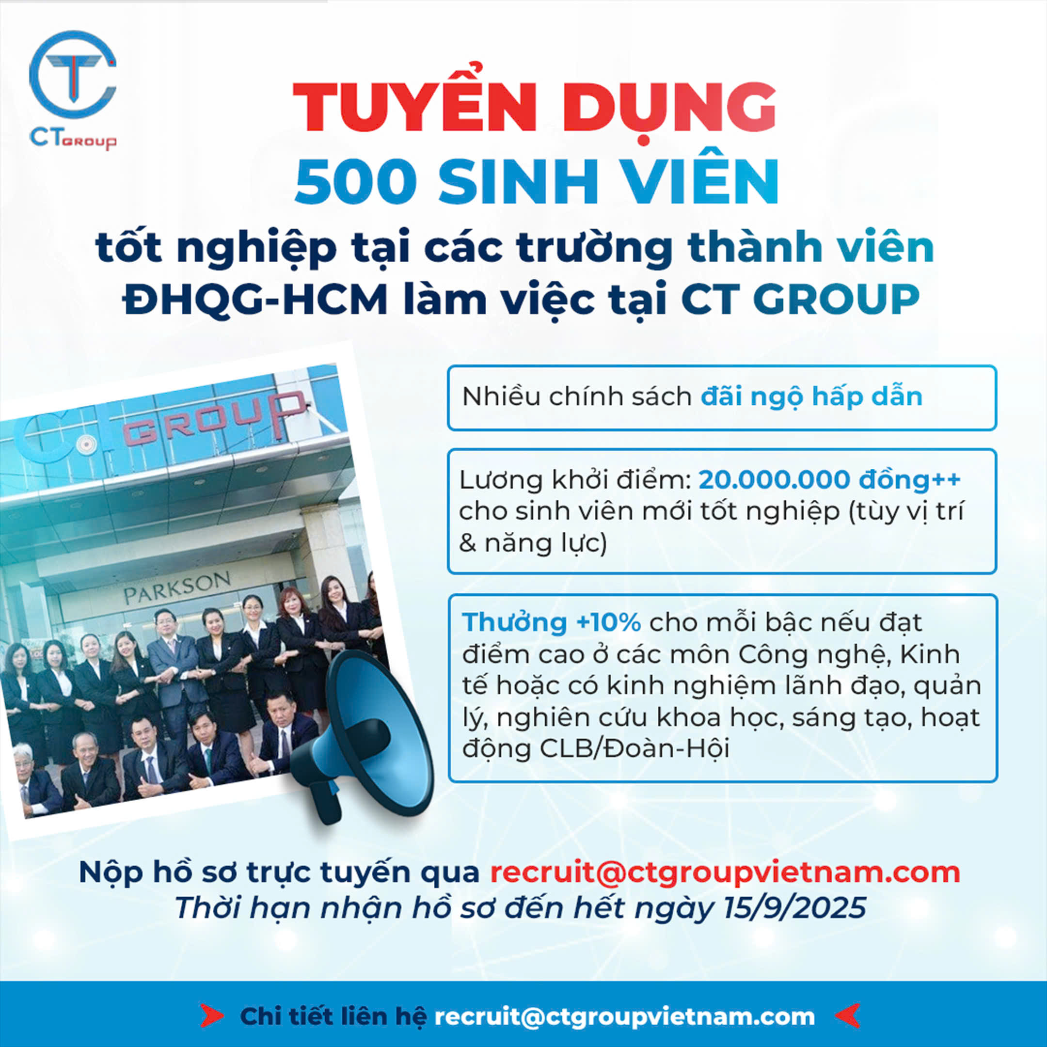 Tin tuyển dụng tại CT group dành cho sinh viên ĐHQG-HCM