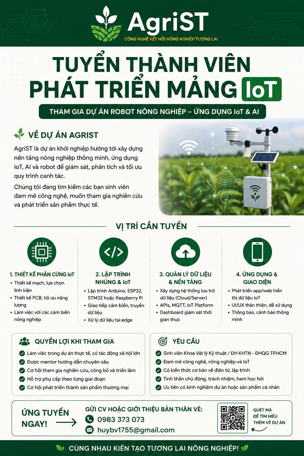 Tuyển thành viên tham gia phát triển mảng IoT và AI