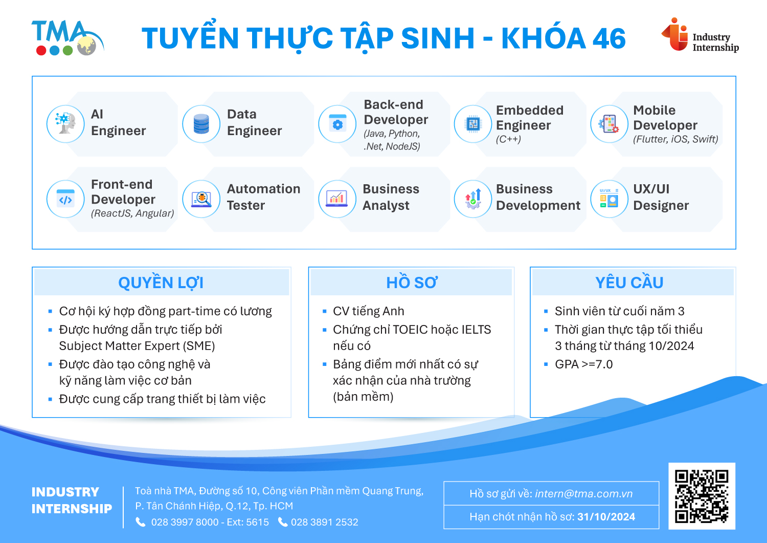 Thông báo tuyển thực tập sinh khóa 46 của Công ty TMA Solutions