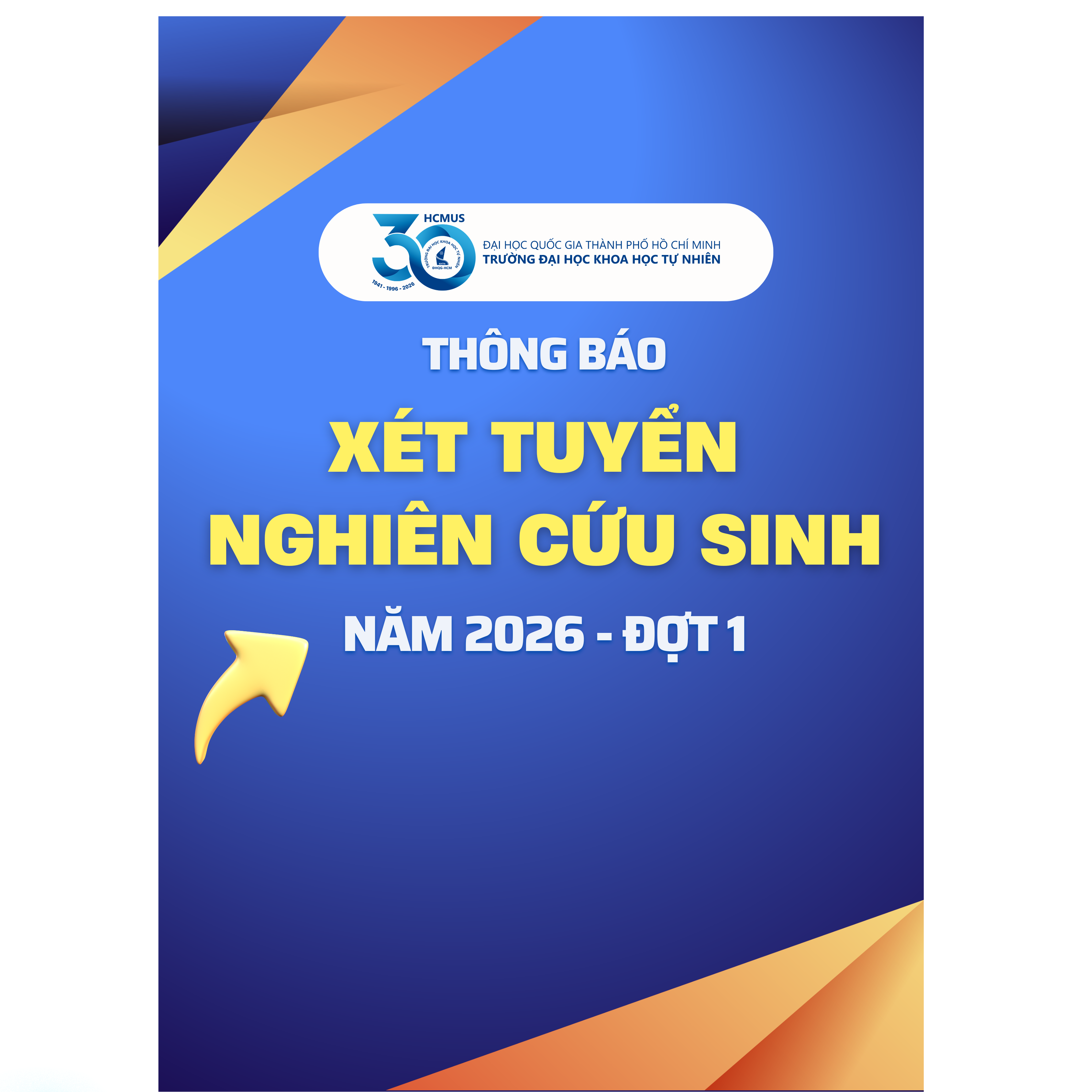 THÔNG BÁO TUYỂN SINH SAU ĐẠI HỌC ĐỢT 1 NĂM 2026 ĐẠI HỌC KHOA HỌC TỰ NHIÊN TP HCM
