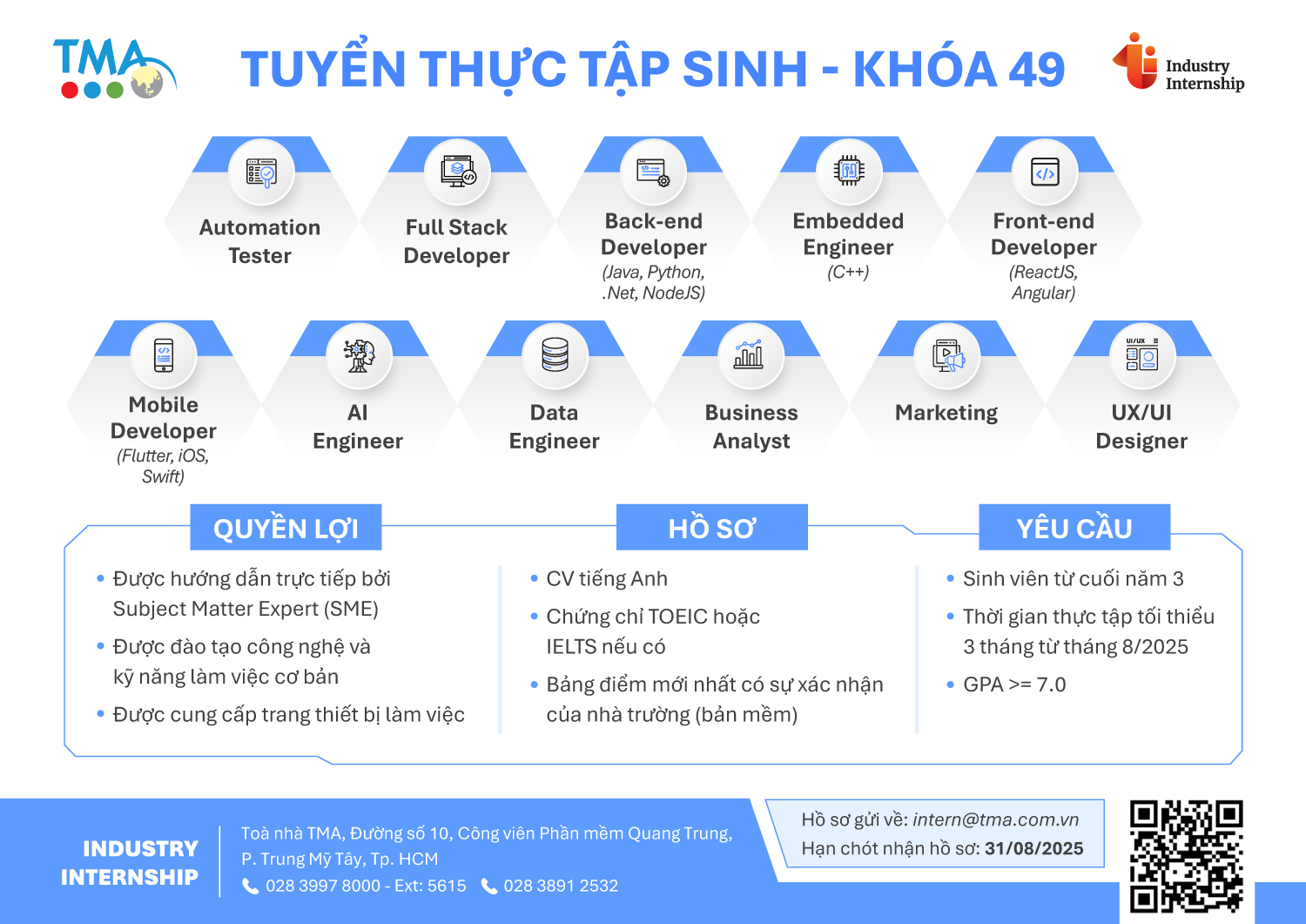 TMA Industry Internship - Tuyển thực tập sinh tháng 08/2025